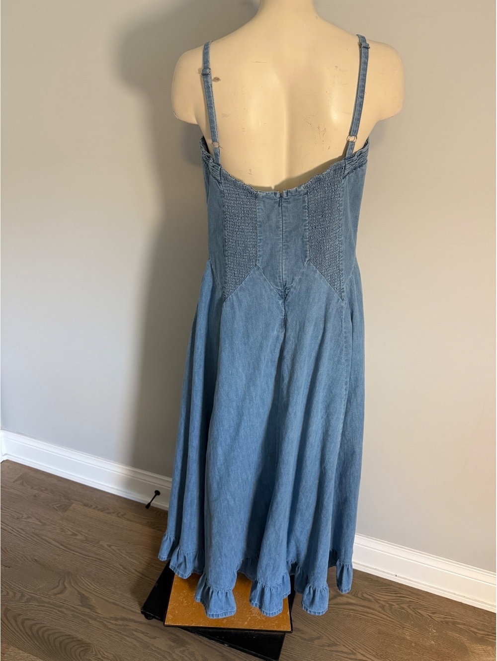Free People Women's Light Blue Denim Midi Dress XL - Picture 4 of 13